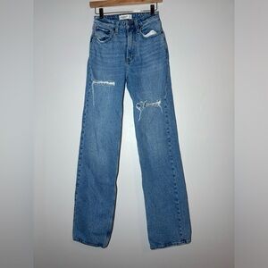 ABERCROMBIE AND FITCH Curve Love Ultra High Rise Ankle Straight Jean size 25XL